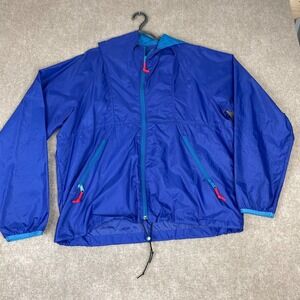 Sierra Designs Windbreaker Jacket Mens Large Blue Full Zip Hooded Lightweight